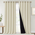 NICETOWN Living Room Completely Shaded Draperies, Privacy Protection & Noise Reducing Ring Top Drapes, Black Lined Insulated Window Treatment Curtain Panels (Beige, 2 Pieces, W70 x L95) by NICETOWN