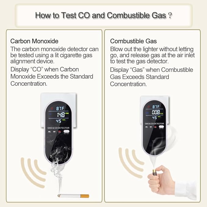 Plug in Combination Gas & Carbon Monoxide Detectors with Temperature and Humidity Display- Natural Gas Detectors & Carbon Monoxide Alarm for Home, Kitchen (2 Packs) - Image 7