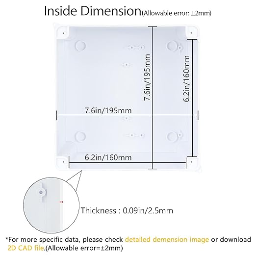 LeMotech Junction Box, Electrical Box IP65 Water Resistant Dustproof ABS Plastic Project Enclosure for Electronics White, External Size 7.8 x 7.8 x 5.9 inch - Image 3