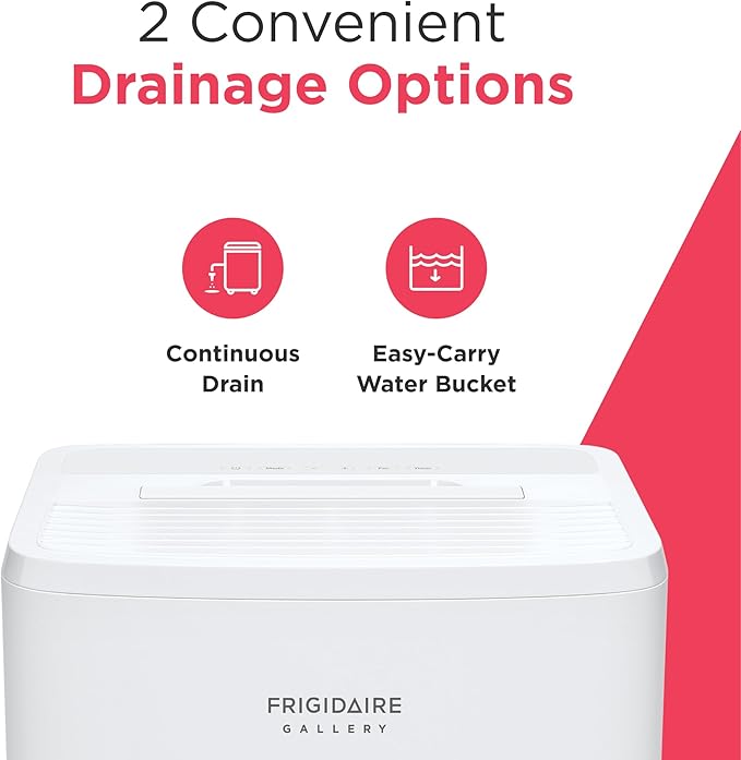 Frigidaire Gallery 2-in-1 50-Pint Portable Dehumidifier with Wi-Fi, Energy Star Certification & Air Quality Monitoring for Medium/Large Rooms & Basements, Custom Humidity Control, Auto Shut Off, White - Image 11