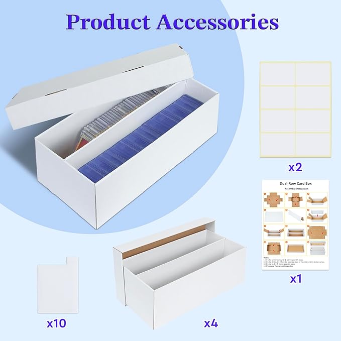 4 Pack Trading Card Storage Box - 2 Rows, Cardboard Storage Box holds 320+ Top Loaders, Graded Card Holder Organizer Case fits PSA/HGA Slabs - Image 4