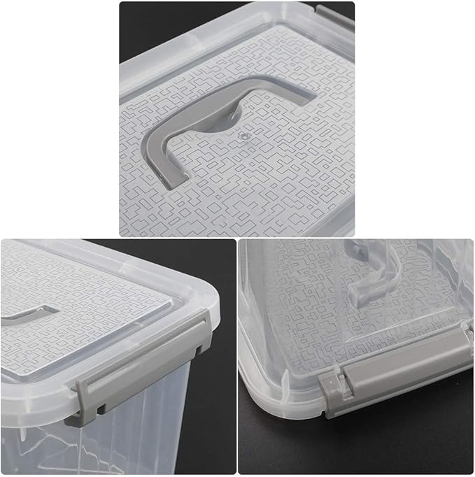 6 Liter Plastic Bins with Lids, Clear Storage Boxes Set of 6 - Image 3