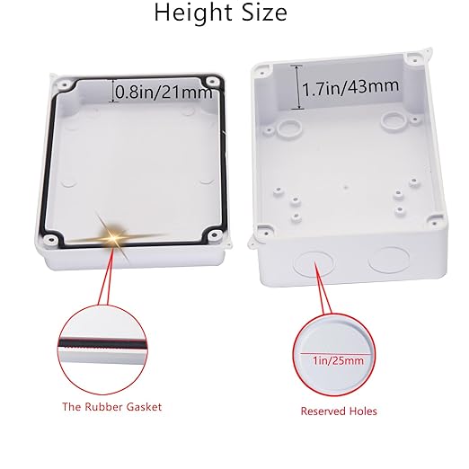 Electrical Box, 2 PCS Outdoor Waterproof Box IP65 Junction Box with Reserved Holes,ABS Plastic Project Box Power Cord Enclosure White 5.9 x 4.3 x 2.8 inch(150x110x70mm) - Image 4