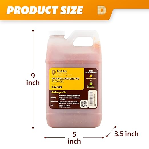 Dry & Dry [3.6 LBS] Premium Orange Indicating Silica Gel Desiccant Beads(Industry Standard 3-5 mm) - Rechargeable Silica Gel Beads(3.6 LBS) - Image 6