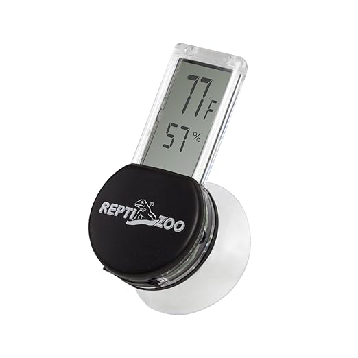 REPTI ZOO Reptile Terrarium Thermometer Hygrometer Digital LCD Display Pet Rearing Box Reptiles Tank Thermometer Hygrometer with Suction Cup by REPTIZOO