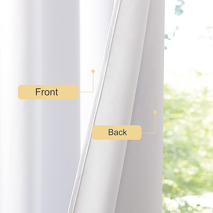NICETOWN 100% Blackout Curtains Thermal Insulated Room Darkening Drapes Window Long Grommet Light Blocking Blackout Curtain for Living Room Bedroom, 1 Panel, 80 x 90 inch Length, Pure White - Image 5