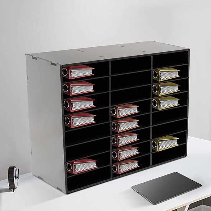 Literature Organizers 24/36Slots Mail Sorter Compartment Files Rack File Cabinet Mail Organizer Office Mailbox Storage Files Manuals Books for Office Company (BGQHQNI9WDFKH - 24 Slots - Black) - Image 8