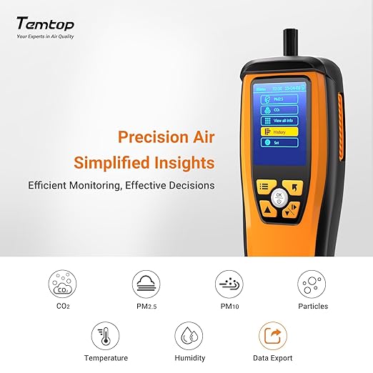 Temtop Advanced Air Quality Monitor for CO2, PM2.5, PM10, with Audio Alarm, Temp & Humidity Insights, Plus Data Export for in-Depth Analysis, M2000C 2ND - Image 3