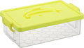 BTSKY 1-Pack Clear Plastic Storage Box with Lid, Stackable Organizer Featuring Easy-Lift Dolphin Design, Multi-Use Portable Container for Home, Craft, Office, Space-Saving with Secure-Clasp, Yellow by BTSKY
