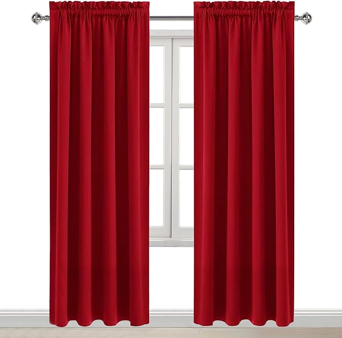 DWCN Christmas Blackout Curtains for Bedroom – Thermal Insulated Room Darkening Drapes for Living Room, Red, W 42 x L 84 Inch, Set of 2 Rod Pocket Curtain Panels - Image 9