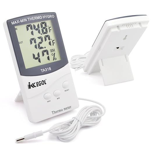 iKKEGOL Dual Sensor LCD Display Indoor Outdoor Digital Thermometer Hygrometer with Max Min Memory - Image 3