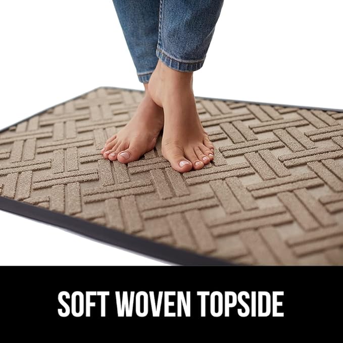 GORILLA GRIP 100% Waterproof All-Season WeatherMax Doormat 35x23, US Designed Natural Rubber, Stain and Fade Resistant, Low Profile Indoor Outdoor Door Mats, Easy Clean Patio Mat, Taupe Basket Weave - Image 8