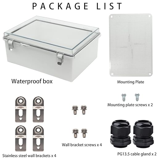 Outdoor Waterproof Electrical Box Junction Box Weatherproof IP67 ABS Plastic Enclosure Switch Router Project Box Electronics Enclosure with Mounting Plate Wall Bracket Clear 14.6"x10.6"x5.9" - Image 4