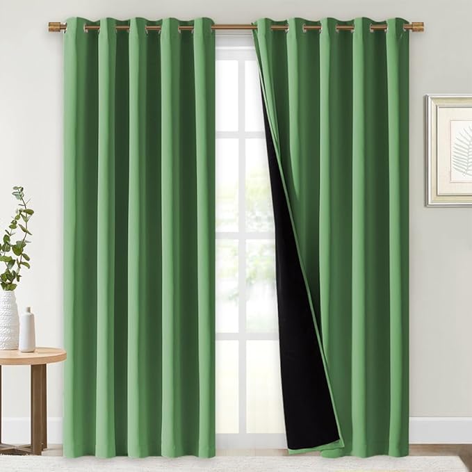 NICETOWN Full Shade Curtain Panels, Forest Green, 70 x 84 inch, Pair of Energy Smart & Noise Blocking Out Blackout Drapes for Dining Room Window, Thermal Insulated Guest Room Lined Window Dressing by NICETOWN