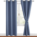 Hiasan Blackout Curtains for Bedroom, 42 x 84 Inches Long - Thermal Insulated & Light Blocking Window Curtains for Living Room, 2 Drape Panels Sewn with Tiebacks, Blue Haze by Hiasan
