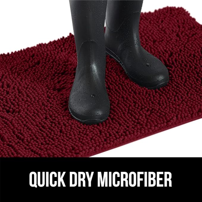 GORILLA GRIP SOAKSTOPPER Dog Door Mat, 48x30 Machine Washable Rug Absorbent Doormat Captures Moisture Mud Dirt, Quick Dry Soft Chenille Entryway Rugs Indoor Entrance Mats for Dog Paws, Burgundy - Image 10
