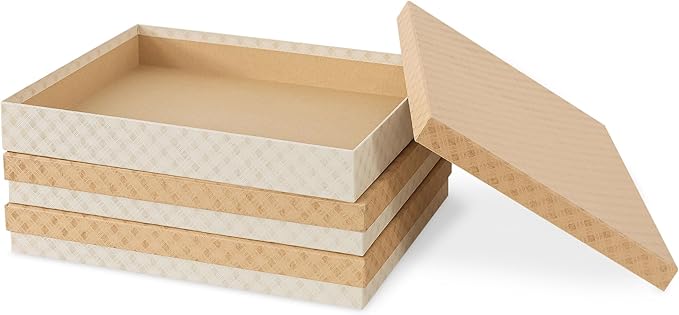 Soul & Lane Document Storage Boxes - Set of 3 (13.2" x 9.8" x 1.8"), Versatile Photo & Craft Organizer for Home & Office, Stackable Cardboard Storage for Letters, Files & Memorabilia, Geometric Check - Image 8