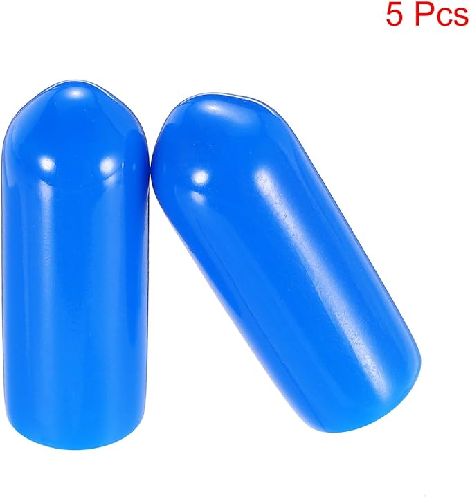 uxcell 20pcs Rubber End Caps 5mm(3/16") ID Vinyl PVC Round Tube Bolt Cap Cover Screw Thread Protectors,Blue - Image 2