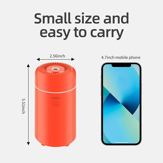 100ML Car Essential Oil Diffuser, Mini Air Humidifier with 7-LED Color Changing, Suitable for Car (Orange) - Image 5