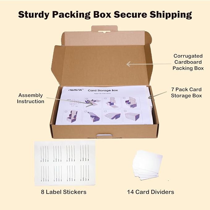 NUMINA 7 Pack 350 Small Card Storage Box, Heavy Duty Cardboard Game Card Organizer with Dividers for TCG, MTG, Sports & Trading Cards, Shipping Boxes for Collectors & Sellers - Image 6