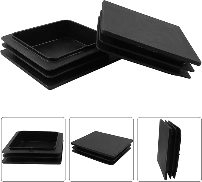 8 Pack 4" Square Plastic Plugs, Black Tubing End Caps Plugs Insert for Square Tube and Furniture Legs - Image 4