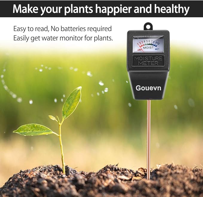 Soil Moisture Meter, Plant Moisture Meter Indoor & Outdoor, Hygrometer Moisture Sensor Soil Tester Plant Water Meter for Potted Plants Garden, No Battery Needed (Black) - Image 2