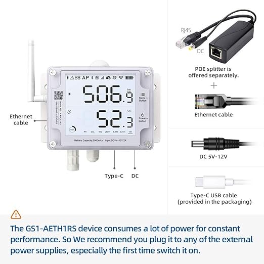 Ubibot GS1-AETH1RS + Siren Bundle Ethernet Thermometer Hygrometer, WiFi Temperature Humidity Sensor, Digital Temperature Data Logger, Free App Email Alert(2.4GHz WiFi & RJ45 Ethernet, no hub Required) - Image 6