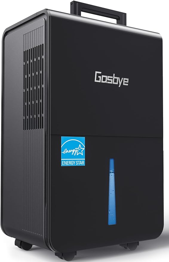 4500 Sq.Ft. 2025 Energy Star Dehumidifier for Basement & Large Rooms with Drain Hose, Max 115 Pints/Day | 45dB Quiet Compressor | 1.7 Gal Water Tank | Auto Shut-Off & Restart, Black by Gasbye