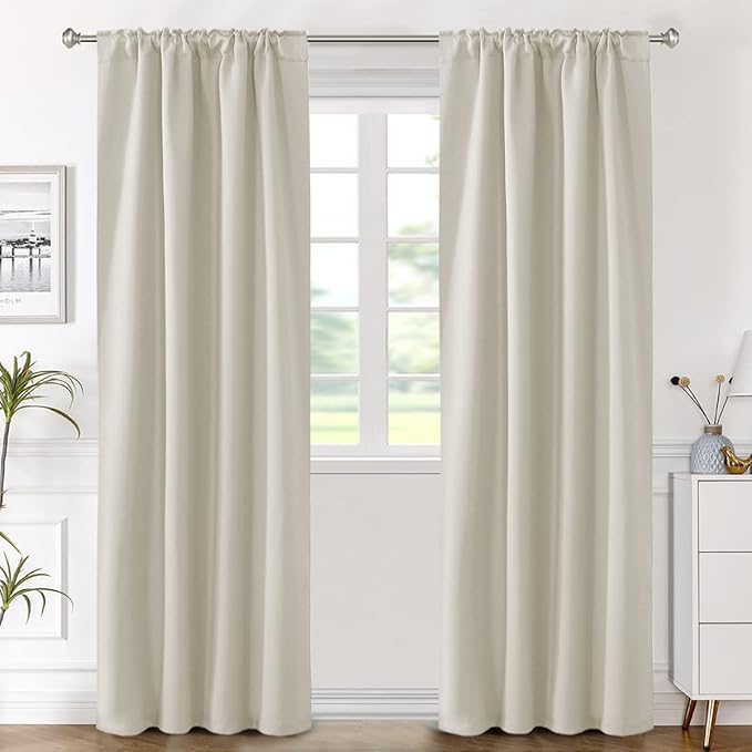 H.VERSAILTEX Light Reducing Curtains Thermal Insulated Window Treatment Panels Room Darkening Privacy Assured Drapes for Living Room Back Tab/Rod Pocket Bedroom Drapes 2 Panels, Ivory - 42 x 84 Inch - Image 2