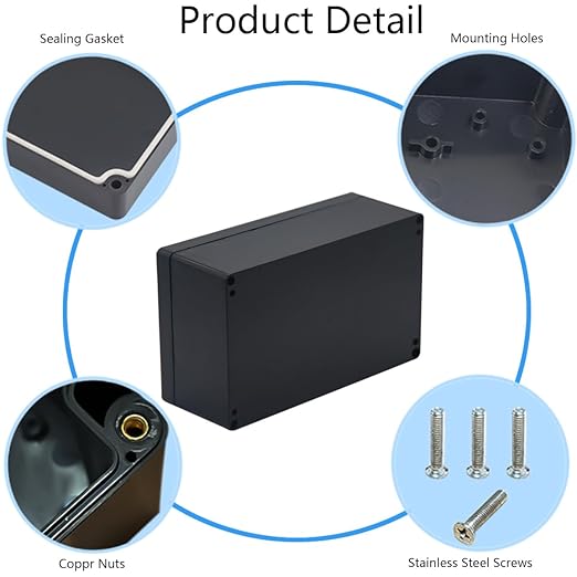 Junction box, Raculety Electrical Project Case Power Junction Box, Project Box Black (7.87"x4.72"x2.95") - Image 5