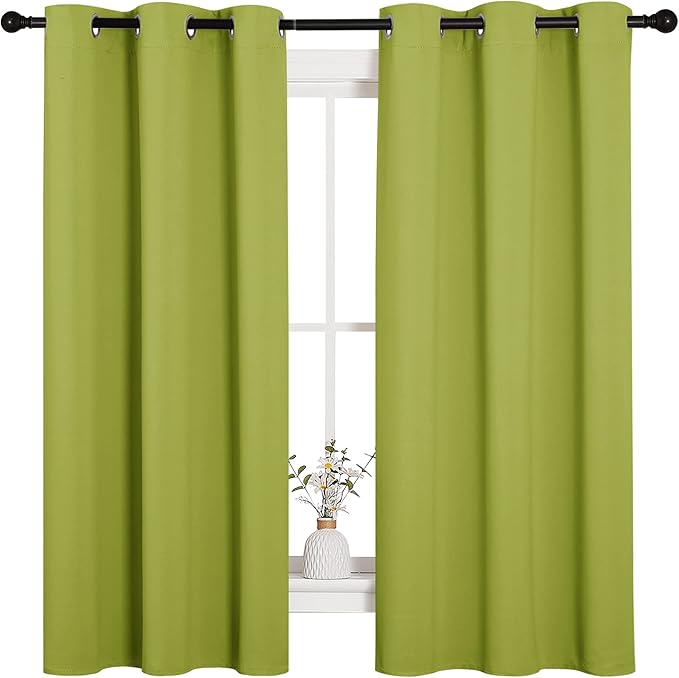 NICETOWN Thermal Insulated Solid Grommet Top Blackout Holiday Decorative Curtains/Drapes for Kid's Room (1 Pair, 42 x 63 inches in Fresh Green) by NICETOWN