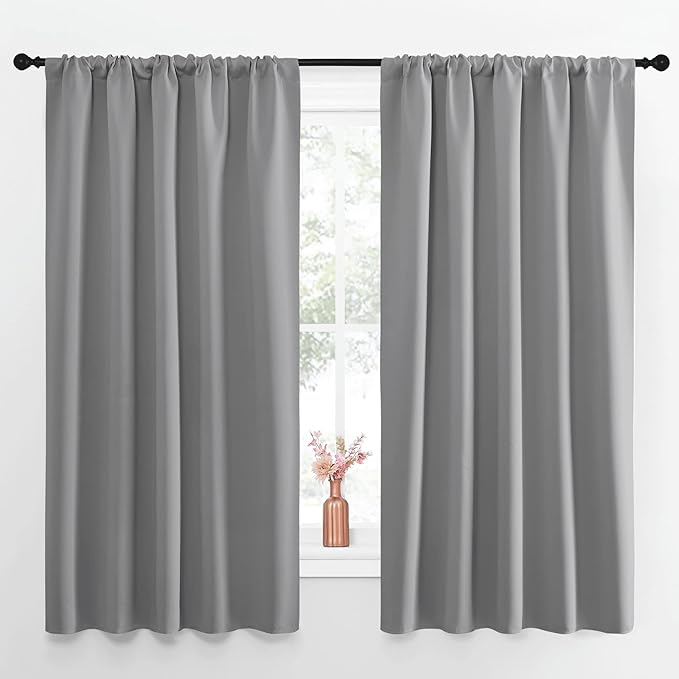 NICETOWN Blackout Curtain Panels for Window - Energy Efficient & Noise Reducing Thermal Insulated Rod Pocket Blackout Drapes/Draperies for Living Room (Silver Grey, 2 Panels, W52 inches x L63 inches) by NICETOWN