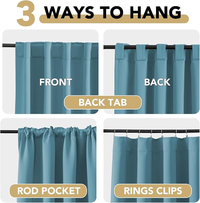 H.VERSAILTEX Blackout Curtains Thermal Insulated Window Treatment Panels Room Darkening Blackout Drapes for Living Room Back Tab/Rod Pocket Bedroom Draperies (2 Panels, Storm Blue, 52 x 63 Inch) - Image 4