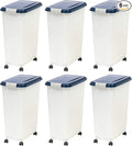 IRIS USA Airtight Dog Food Storage Container, Up to 38 lbs, Attachable Wheels, For Dog Cat Bird and Other Pet Food Storage Bin, Keep Fresh, Easy Mobility, BPA Free, Navy/Pearl, 6 Pack by IRISUSA
