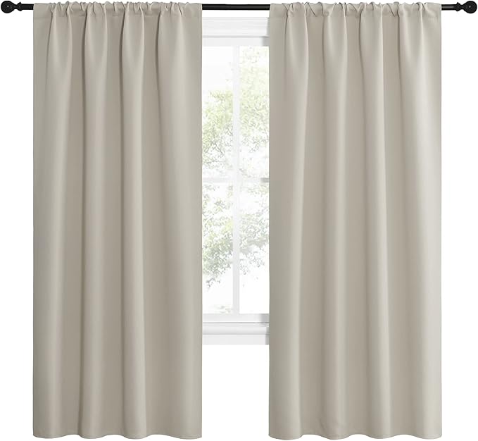 NICETOWN Blackout Curtains for Living Curtains, Room Darkening Window Curtain Panels, Easy-Care Solid Thermal Insulated Draperies/Drapes for Daughter Room (Natural, 2 Panels, 42 by 72) - Image 2