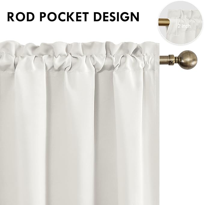 DWCN Blackout Curtains Thermal Insulated, Energy Saving & Noise Reducing Bedroom and Living Room Curtains, Ivory, W 42x L 72 Inch, Set of 2 Rod Pocket Curtain Panels - Image 4