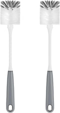 MR.SIGA Long Handle Bottle Brush, Flexible Scrub Brush for Water Bottles, Glasswares, Mugs, Gray, 2 Pack by MRSIGA