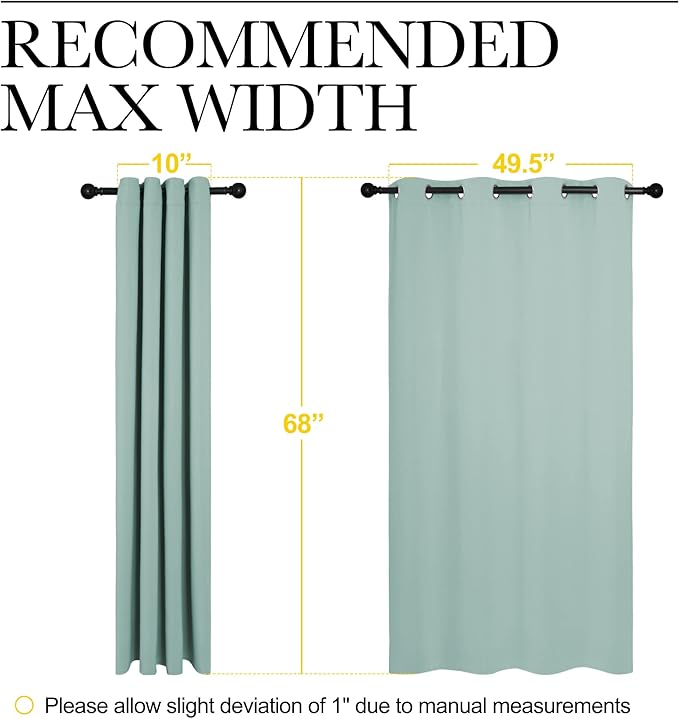NICETOWN Bedroom Curtain Panels Blackout Draperies, Thermal Insulated Solid Grommet Blackout Curtains/Drapes (Aqua, One Pair, 55 by 68-inch) - Image 7