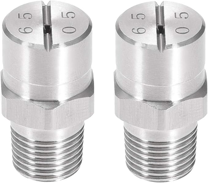 uxcell Flat Fan Spray Tip - 1/8BSPT Male Thread 304 Stainless Steel Nozzle - 65 Degree 1.4mm Orifice Diameter - 2 Pcs by uxcell
