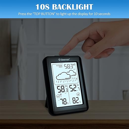 Geevon Indoor Outdoor Thermometer Wireless 200ft/60m, Digital Temperature Humidity Monitor with Large Display, Hygrometer with Weather, 3 Channel, Mold/Dew/Heat, 10s Backlight - Image 3