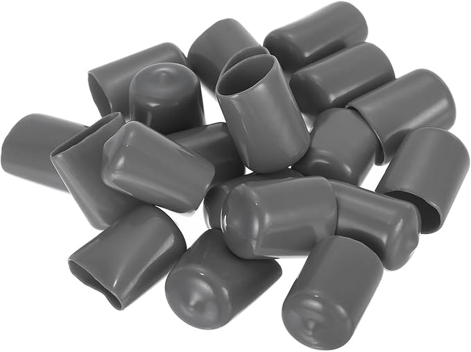 uxcell 20pcs Rubber End Caps 18mm ID Vinyl PVC Round Tube Bolt Cap Cover Screw Thread Protectors Dark Grey - Image 4