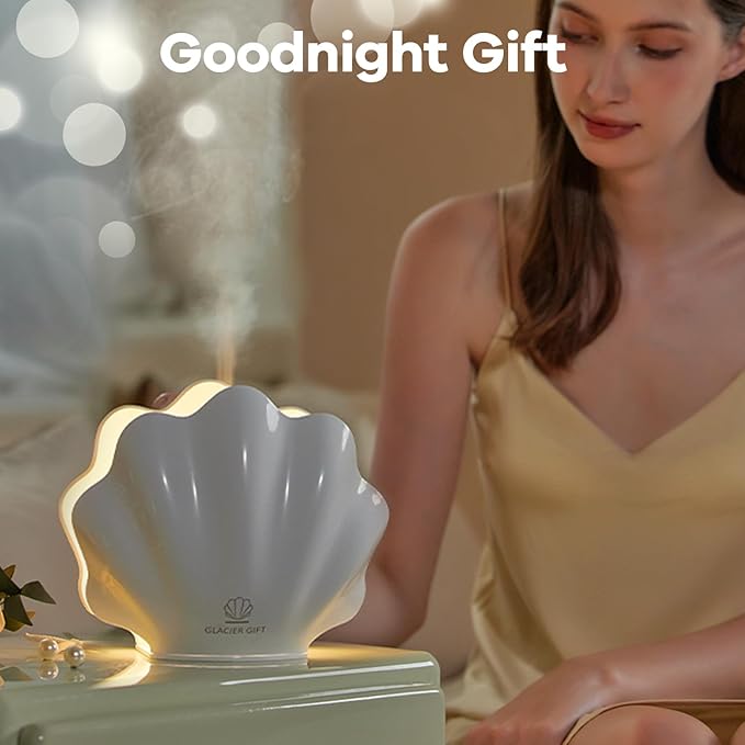 Essential Oil Diffuser 260ML, Shell Aroma Diffuser with Remote Control, 7 Colors LED Night Light for Bedroom Home Relaxation, Valentines Day Gifts - Image 7