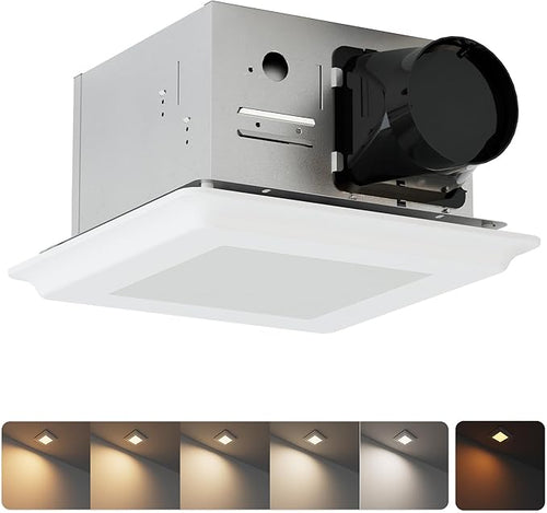 100CFM Bathroom Exhaust Fan With Night light: 26W Ceiling Fan With LED Light for Bathroom and Home, 5CCT Seletable & 2200K Amber Warm, Dimmable & Wet Rated, ETL Certified by JULLISON