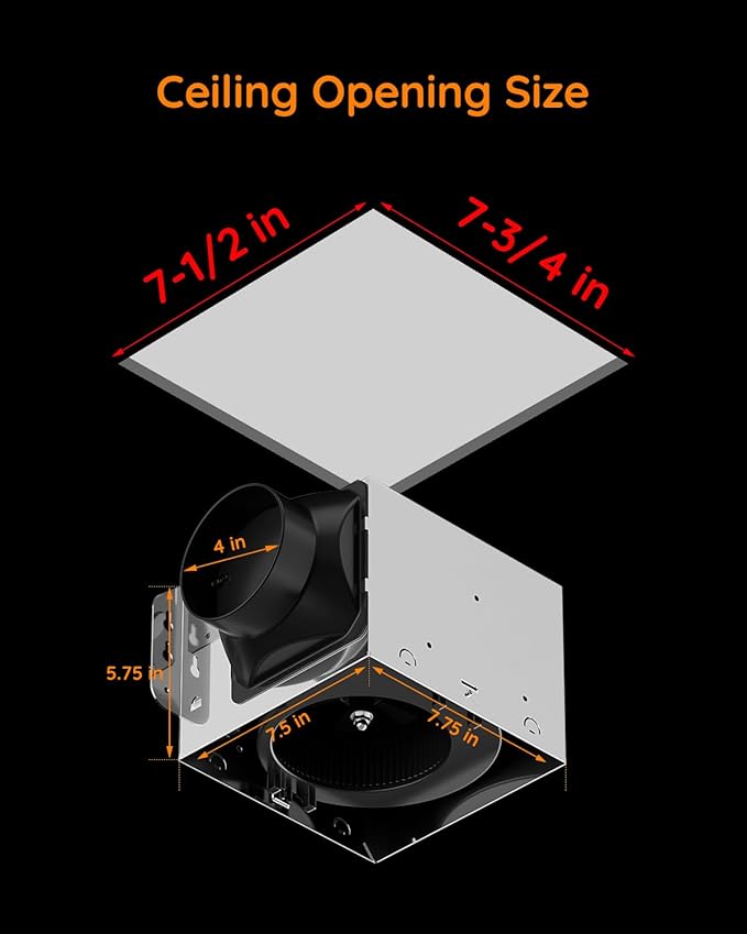 Fitop Bathroom Exhaust Fan with Light, 110 CFM 43W 1200LM Ceiling Mount Shower Ventilation Exhaust with Light, 1.0 Sones Bathroom Vent with Light, Bathroom Fan LED Light 3000K/4000K/5000K - Image 4
