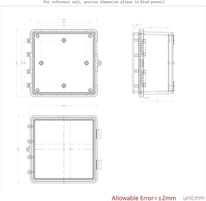 Junction Box, Hinged Black Clear Cover IP67 Waterproof ABS Project Box with Mounting Plate Electrical Box Enclosure with Wall Bracket 5.9 x 5.9 x 3.5inch(150x150x90mm) - Image 6