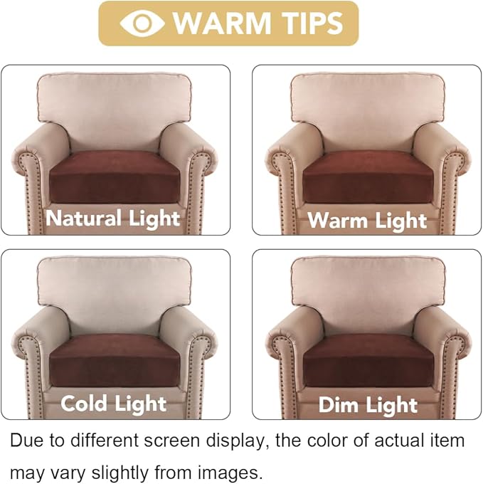 H.VERSAILTEX Velvet Stretch Couch Cushion Cover Plush Cushion Slipcover for Chair Cushion Furniture Protector Seat Cushion Sofa Cover (1 Piece Armchair Cushion Covers, Burnt Brick) - Image 6