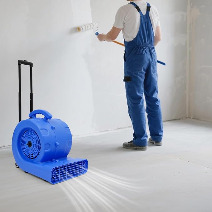1HP Equivalent 750W Floor Blower Dryer, All-Copper Motor & 3 Adjustable Angles, 20-120 Min Timer, Air Mover Blower Fan with Telescopic Pull Rod & 16.4ft Cord for Commercial Carpet Drying - Image 7