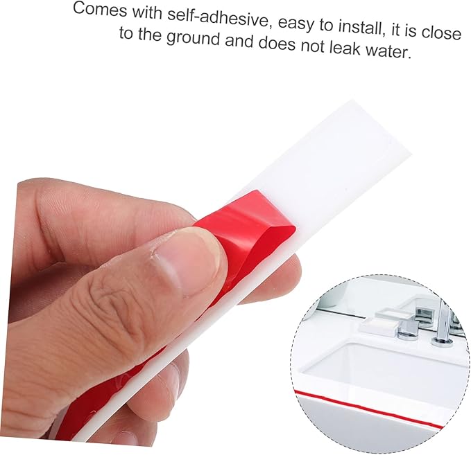 Angoily 2pcs Silicone Countertop Water Retaining Strip Self-adhesive Bathroom and Kitchen Splash Guard Sealing for Water Barrier - Image 7