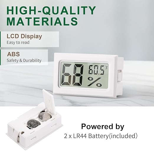 Atogou 4-Pack Mini Hygrometer Indoor Humidity Meter, Digital Humidity Gauge Indoor Thermometer (℉) for Home, Office, Reptile, Car, Greenhouse, Lab, Terrarium, Cellar, Humidors A02 White - Image 5