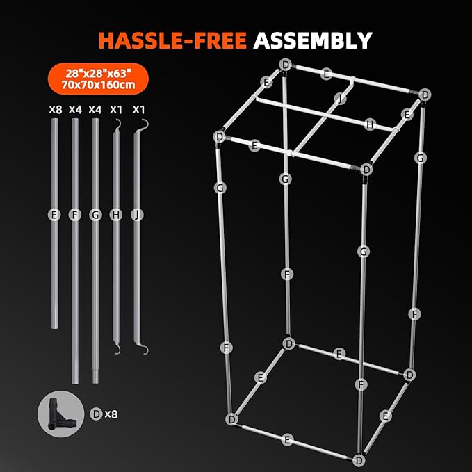 Spider Farmer 2.3x2.3 Grow Tent 2025 New, 28"x28"x63", with Hook for Controller and Power Strip, View Window, 1680D Thicken Mylar Canvas for Indoor Hydroponic Growing for SF1000, SE1500, G1500 - Image 9
